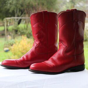 JUSTIN ROPER RED LEATHER BOOTS WOMEN SIZE 8.5